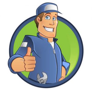 Cartoon of a happy tradesperson